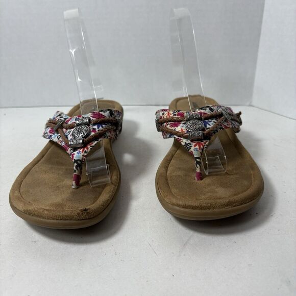 Minnetonka Sandals Womens Size 7 Silverthorne Slip On Wedge Thong Flip Flop G1 - Picture 6 of 11